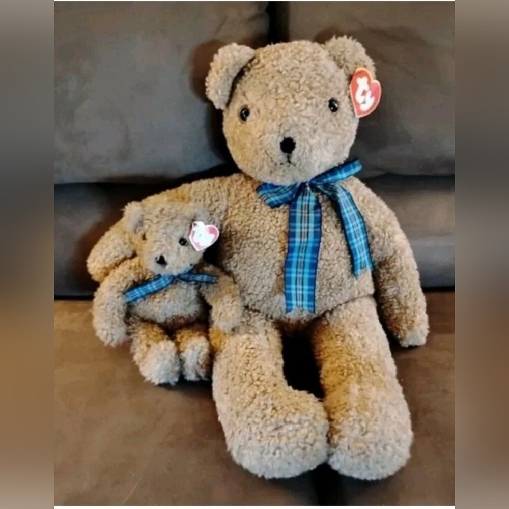 Vintage 2' Rare Collectible Lg Curly Bear 9019 Baby Ty Beanie Buddy Plush Easter